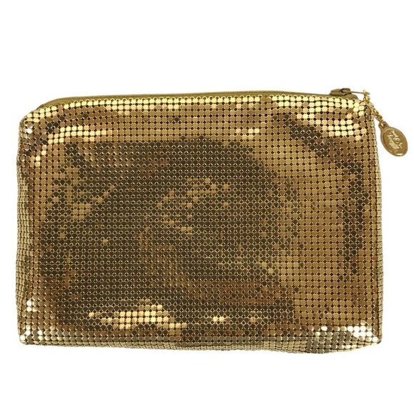 Whiting & Davis Gold Mesh Clutch Bag and Mirror Set Evening Formal Glam - Picture 3 of 8